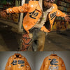 Men’s Mustard Leather Varsity Jacket – Embroidered Graphic Star Bomber Jacket