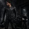 Men’s Black Leather Motorcycle Jacket – Futuristic Armored Biker Jacket
