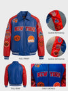 Men’s Blue & Red New York Basketball Leather Varsity Jacket – Vintage Bomber Jacket