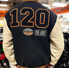 Men’s Black & Cream Varsity Jacket – Letterman Bomber Jacket with Leather Sleeves